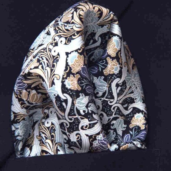 NEW Hand Stitched Silk Pocket Square Tulip Flourish Floral Fabric Men's - Picture 2 of 3